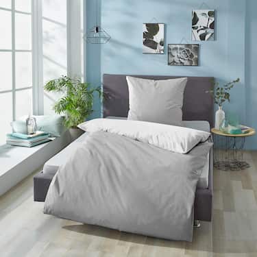 Dvojni paket CloudComfort Basic reverzibilna posteljnina svetlo siva/bela 155 x 220 + 80 x 80 cm
