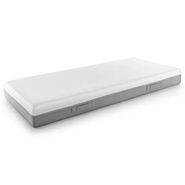 Viskoelastik-Matratze Sleezzz Premium 90 x 200 cm, Höhe 20 cm, Härtegrad H2/H3, mit Wendegriffen + Sleezzz® Premium Gel-Kissen