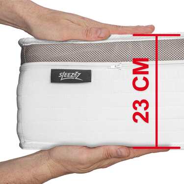 7-strefowy ergonomiczny materac kieszeniowy Sleezzz Diamond T1000 80 x 200 cm, wysokość 23 cm, poziom twardości H2/H3, 1000 sprężyn/2m²