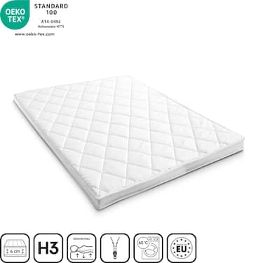 Komfortschaumtopper T6 140 x 200 cm, Höhe 6 cm, Härtegrad H3