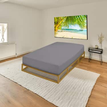 CloudComfort Basic voodilinad trikotaažist tume hall 140 x 190 - 160 x 200 cm