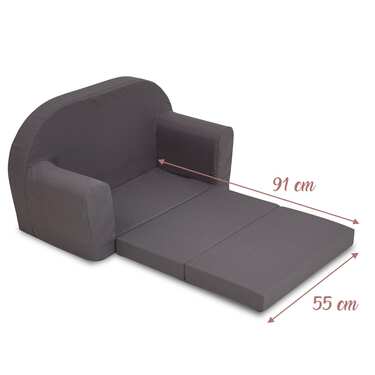 Sofá para crianças desdobrável 46 x 79 cm cinzento