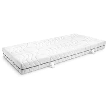 7 Zonen Viskoelastik-Matratze Sleezzz Smart 90 x 200 cm, Höhe 18 cm, Härtegrad H3 mit Air Memoryschaum + CloudComfort Basic Gel-Flocken Kissen 40x80 cm