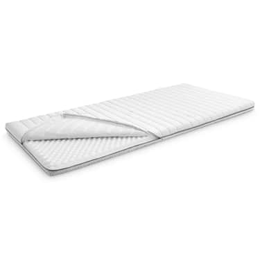 Kaltschaumtopper Supportho Premium Topper 80 x 200 cm H3, Höhe 9 cm, Härtegrad H3 mit antibakteriellem Bezug + CloudComfort Basic Gel-Flocken Kopfkissen 40 x 80 cm