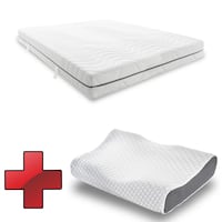 7 Zonen Viskoelastik-Matratze Sleezzz Smart 120 x 200 cm, Höhe 18 cm, Härtegrad H3 mit Air Memoryschaum + Sleezzz Premium orthopädisches Gel-Effekt Nackenstützkissen 32 x 60 cm 