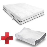 7 Zonen Viskoelastik-Matratze Sleezzz Smart 140 x 200 cm, Höhe 18 cm, Härtegrad H3 mit Air Memoryschaum + Sleezzz® Premium Gel-Kissen gratis