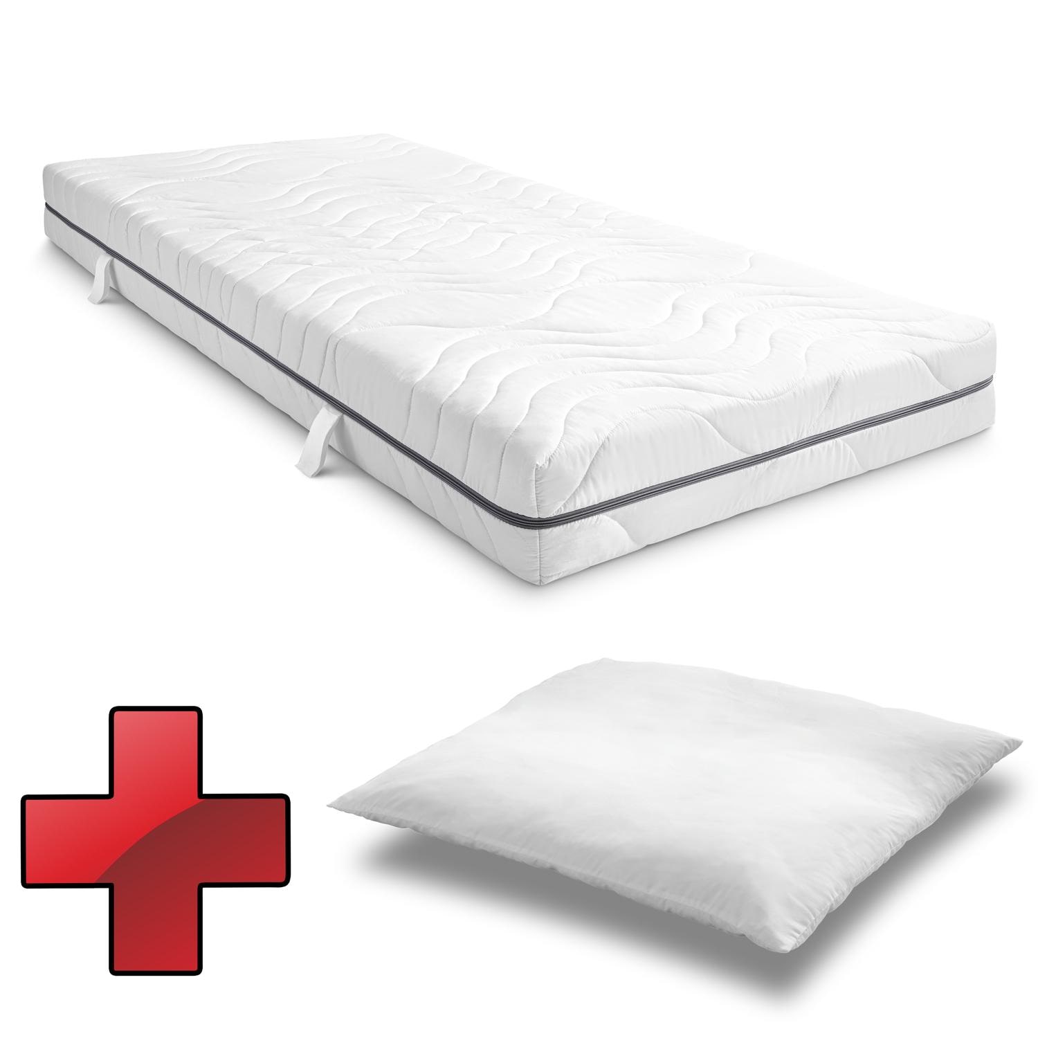 Sleezzz® Smart Matratze 90x200 cm + CloudComfort Basic Mikrofaser Kopfkissen 80 x 80 cm