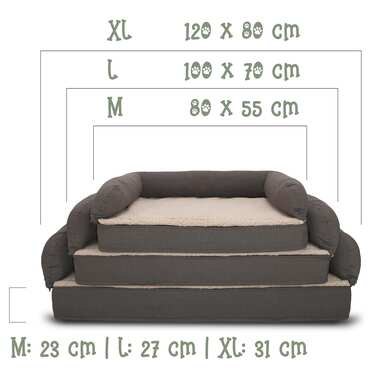 80 x 55 x 23 cm cama ortopédica para cães com encosto tamanho M