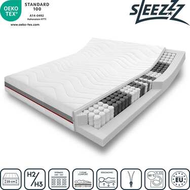 Ortopedisk pocketresårmadrass med 7 zoner Sleezzz Premium 120 x 200 cm, höjd 23 cm, fasthetsgrad H2/H3