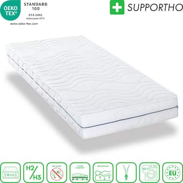 Ergonomische Matratze 80x200 cm 7-Zonen Supportho Premium, Höhe 18 cm, Härtegrad H2/H3