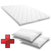 Komfortowa nakładka piankowa T6 180 x 200 cm, wysokość 6 cm, poziom twardości H3 + 2 poduszki z mikrofibry CloudComfort Basic 80 x 80 cm