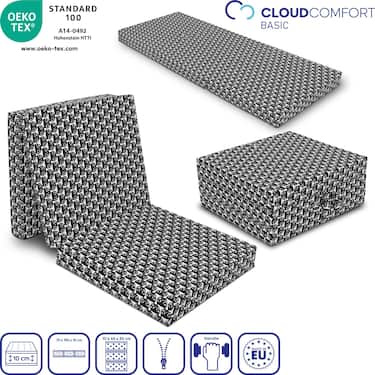 CloudComfort Basic Klappmatratze 70 x 195 cm mit Katzenmuster , 10 cm hoch