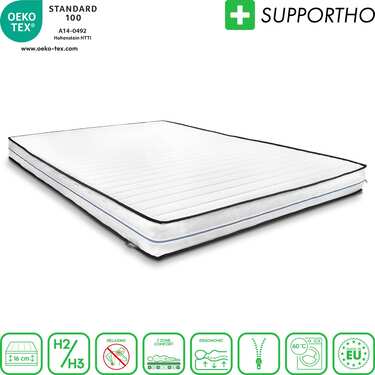 Komfortschaummatratze Supportho Basic 140 x 200 cm, Höhe 16 cm, Härtegrad H2/H3