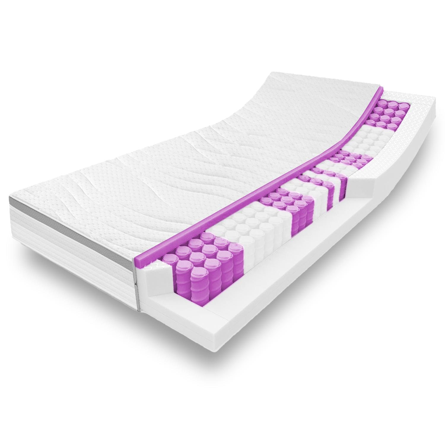 7 Zonen ergonomische Taschenfederkernmatratze Sleezzz Diamond T1000 80 x 200 cm, Höhe 23 cm, Härtegrad H2/H3, 1000 Federn/2m²