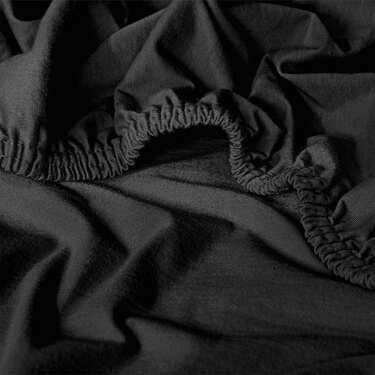 Økonomipakke 4 farver CloudComfort Basic stræklagen jersey stretch hvid/sølvgrå/mørkegrå/sort 90 x 190 - 100 x 200 cm (4 stk.)
