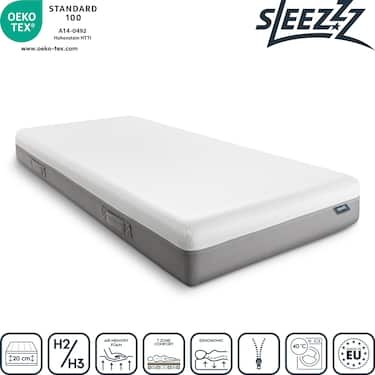 Viskoelastik-Matratze Sleezzz Premium 90 x 200 cm, Höhe 20 cm, Härtegrad H2/H3, mit Wendegriffen