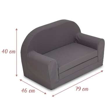 Sofá para crianças desdobrável 46 x 79 cm cinzento