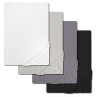 Økonomipakke 4 farver CloudComfort Basic lagen jersey stretch hvid/sølvgrå/mørkegrå/sort 180 x 190 - 200 x 200 cm (4 stk.)