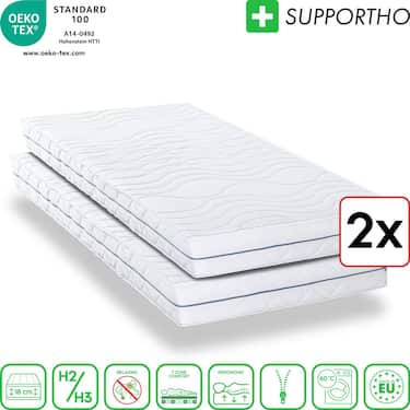 Dvojbalenie ergonomického matraca 100x200 cm 7-zónový Supportho Premium, výška 18 cm, stupeň tuhosti H2/H3 Twin