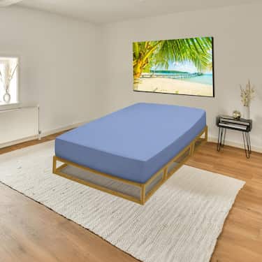 Dupla csomag CloudComfort Basic lepedő sztreccs kék 90 x 190 - 100 x 200 cm (2 db)