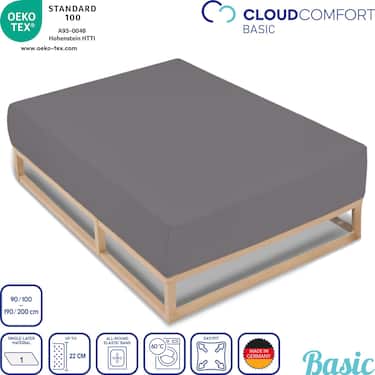 CloudComfort Basic lakana jersey stretch tummanharmaa 90 x 190 - 100 x 200 cm - 100 x 200 cm