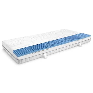 7 Zonen Viskoelastik-Matratze Sleezzz Smart 90 x 200 cm, Höhe 18 cm, Härtegrad H3 mit Air Memoryschaum + CloudComfort Basic Mikrofaser Kopfkissen 40 x 80 cm