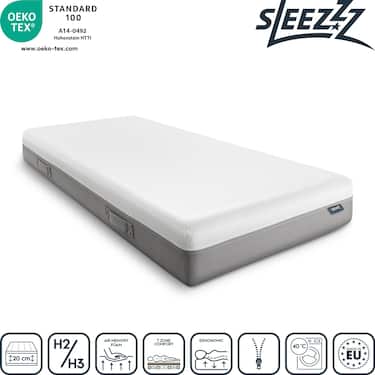 Viskoelastik-Matratze Sleezzz Premium 80 x 200 cm, Höhe 20 cm, Härtegrad H2/H3, mit Wendegriffen