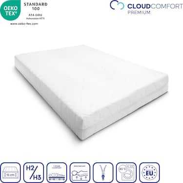 Premium 7-Zonen Matratze 120x200 cm CloudComfort, Höhe 15 cm, Härtegrad H2/H3