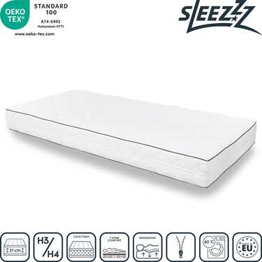 7 Zonen Matratze Sleezzz Superior 90 x 200 cm, Höhe 21 cm, Härtegrad H3/H4