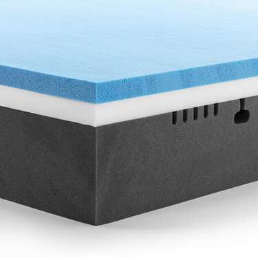 Viskoelastik-Matratze Sleezzz Premium 120 x 200 cm, Höhe 20 cm, Härtegrad H2/H3, mit Wendegriffen + Sleezzz® Cool Kühl-Effekt Kissen gratis