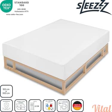 Sleezzz Vital wasserdichtes Molton Spannbettlaken mit antibakterieller Silber Veredelung 100 x 200 cm Doppelpack