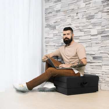 CloudComfort Premium Klappmatratze 70 x 195 cm schwarz , 10 cm hoch mit Möbelstoff bezogen
