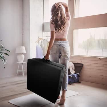 CloudComfort Premium Klappmatratze 70 x 195 cm schwarz , 10 cm hoch mit Möbelstoff bezogen