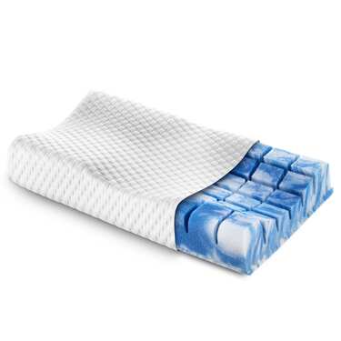 Viskoelastik-Matratze Sleezzz Premium 90 x 200 cm, Höhe 20 cm, Härtegrad H2/H3, mit Wendegriffen + Sleezzz® Premium Gel-Kissen