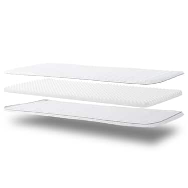 Kaltschaumtopper Supportho Premium Topper 120 x 200 cm H3, Höhe 9 cm, Härtegrad H3 mit antibakteriellem Bezug CloudComfort Basic Gel-Flocken Kissen 40 x 80 cm