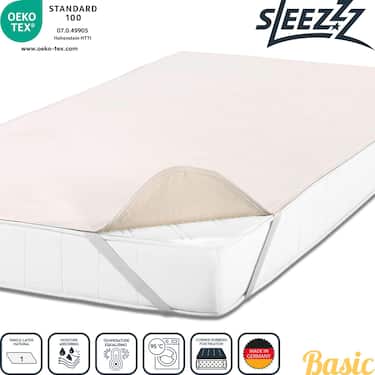 Sleezzz Basic Molton matrača pārvalks 90 x 200 cm, matrača pārvalks, izgatavots no 100% kokvilnas, dabīgās krāsās, fiksēts spriegojums