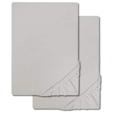 Dubbelförpackning CloudComfort Basic underlakan jersey stretch silvergrå 90 x 190 - 100 x 200 cm (2 st)