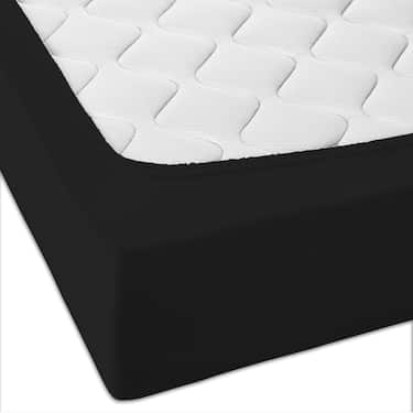 Komplekts ar 4 CloudComfort Basic ieliekamajām loksnēm, melnas, elastīgas, trikotāžas, 90 x 190 - 100 x 200 cm (4 gab.)