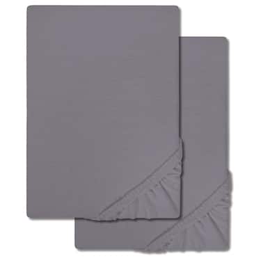 Dubbelförpackning CloudComfort Basic underlakan jersey stretch mörkgrå 180 x 190 - 200 x 200 cm (2 st)