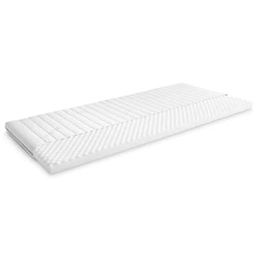 Kaltschaumtopper Supportho Premium Topper 80 x 200 cm H3, Höhe 9 cm, Härtegrad H3 mit antibakteriellem Bezug + CloudComfort Basic Gel-Flocken Kopfkissen 40 x 80 cm