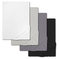 Økonomipakke 4 farver CloudComfort Basic stræklagen jersey stretch hvid/sølvgrå/mørkegrå/sort 90 x 190 - 100 x 200 cm (4 stk.)