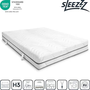 7 Zonen Viskoelastik-Matratze Sleezzz Smart 180 x 200 cm, Höhe 18 cm, Härtegrad H3 mit Air Memoryschaum