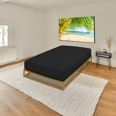 Dobbeltpakke med CloudComfort Basic mellomleggslaken jersey stretch svart 140 x 190 - 160 x 200 cm (2 stk.)