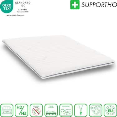 Supportho premium topper iz hladne pene 180 x 200 cm H3, višina 9 cm, razred čvrstosti H3 z antibakterijsko prevleko