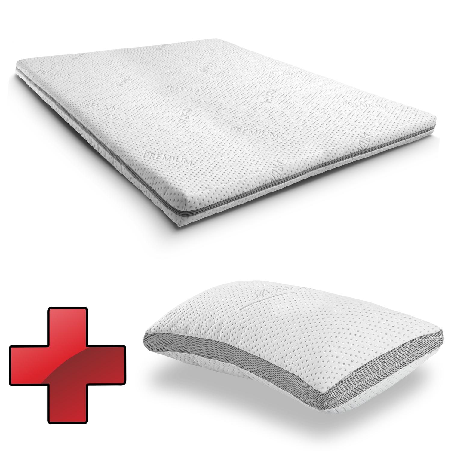 Supportho Premium Topper 140 x 200 cm H3 + Supportho Gel-Effekt Kissen 40 x 80 cm