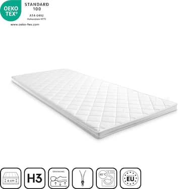 Komfortschaumtopper T6 80 x 200 cm, Höhe 6 cm, Härtegrad H3