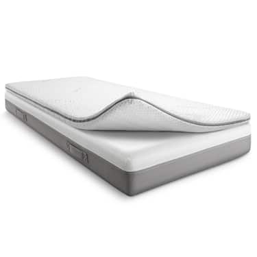 Kaltschaumtopper Supportho Premium Topper 120 x 200 cm H3, Höhe 9 cm, Härtegrad H3 mit antibakteriellem Bezug CloudComfort Basic Gel-Flocken Kissen 40 x 80 cm