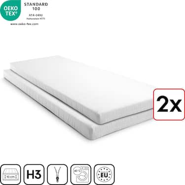 Komforta putu matracis K10 90 x 200 cm, augstums 10 cm, cietības pakāpe H3, dvīņu komplekts